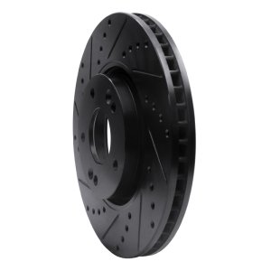 Kia Soul EV Brake Rotor (1) - Front Left - R1 Concepts - Drilled & Slotted - Black - `15-`19